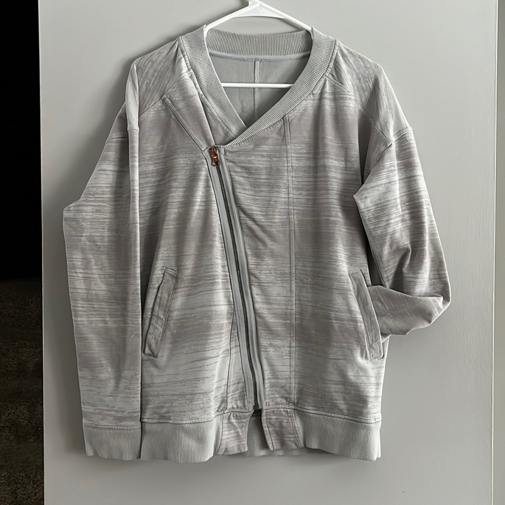 Lululemon Mula Bundle Wrap Jacket, Gray Asymmetrical Zip Moto Sweatshirt